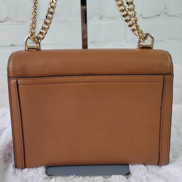Michael Kors Whitney Large Leather Convertible Chain Shoulder Brown Leather Bag - Picture 5 of 15